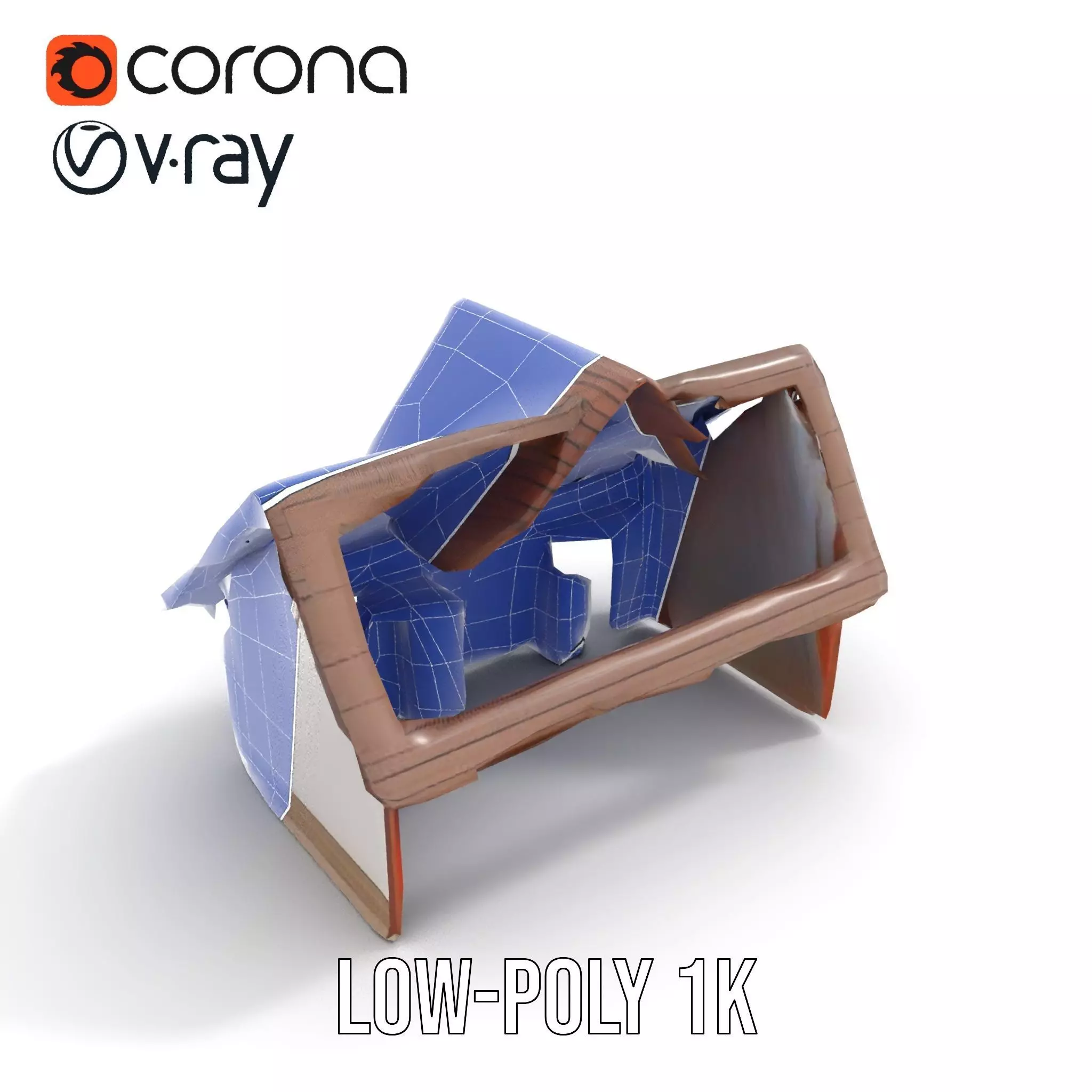 Rustic Wooden House model pack Low-poly 3D model_10