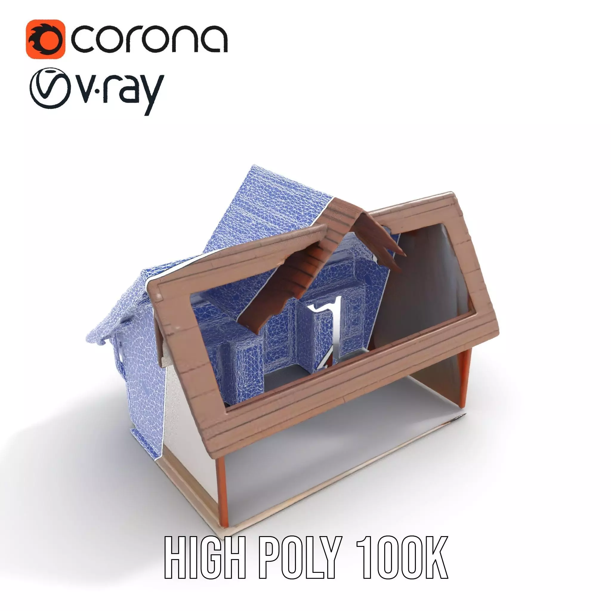 Rustic Wooden House model pack Low-poly 3D model_21