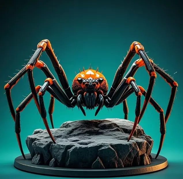 2405Mutant Spider on Stone Pedestal Color 3D Model 3D print model_4