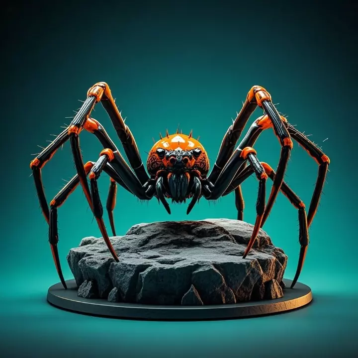 2405Mutant Spider on Stone Pedestal Color 3D Model 3D print model_1