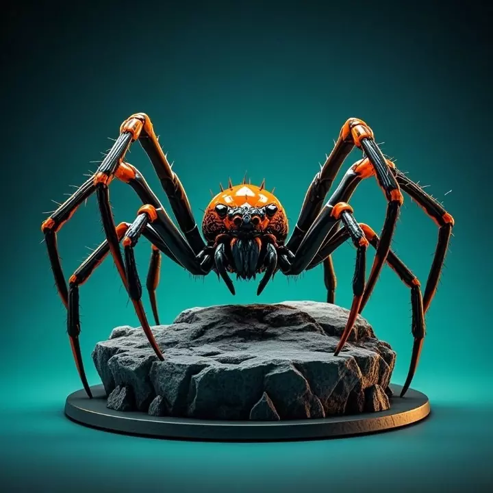 2405Mutant Spider on Stone Pedestal Color 3D Model 3D print model_3