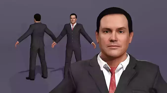 Realistic Character US Secretary of State Marco Rubio Low-poly 3D model
