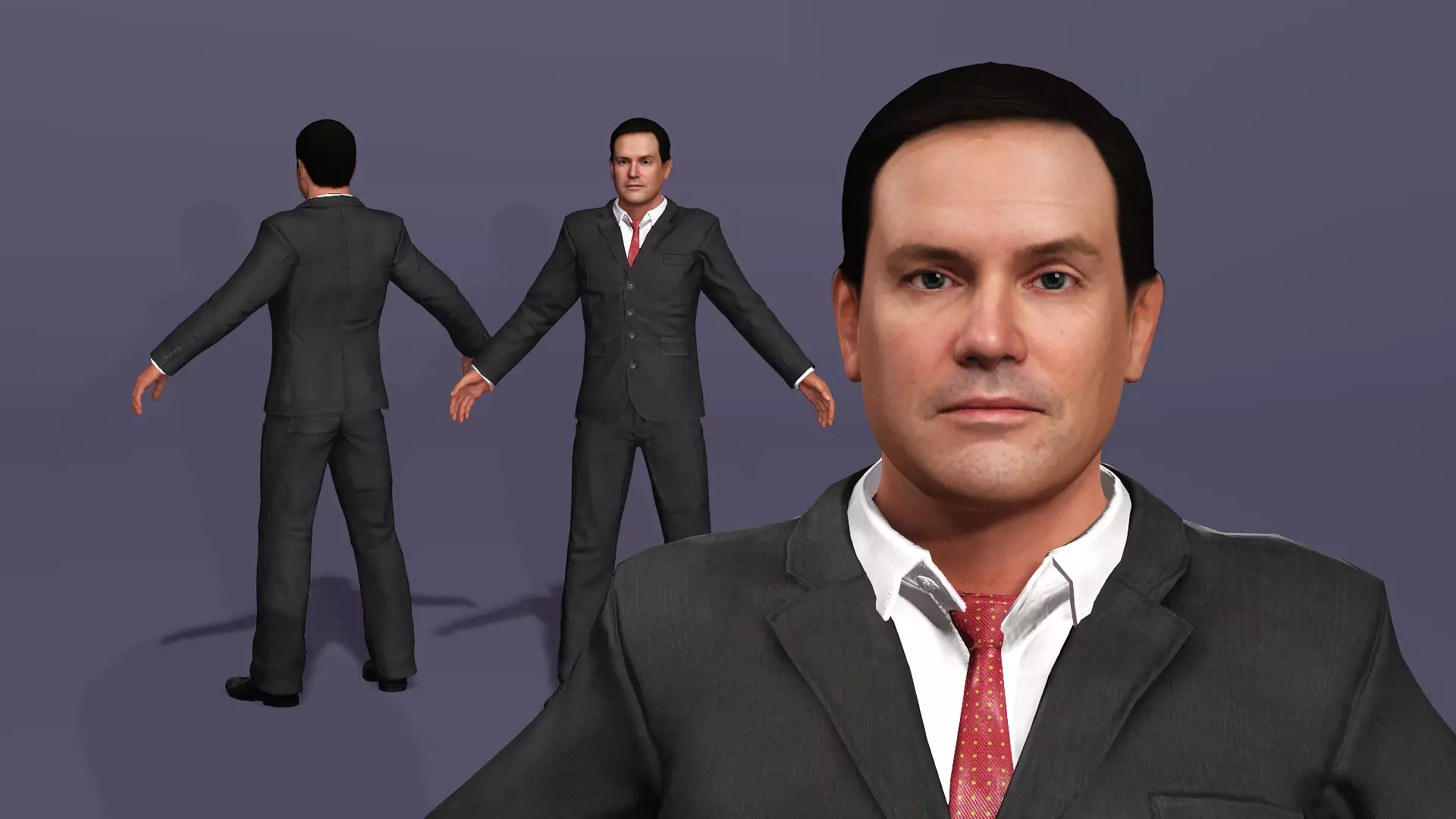 Realistic Character US Secretary of State Marco Rubio Low-poly 3D model_0