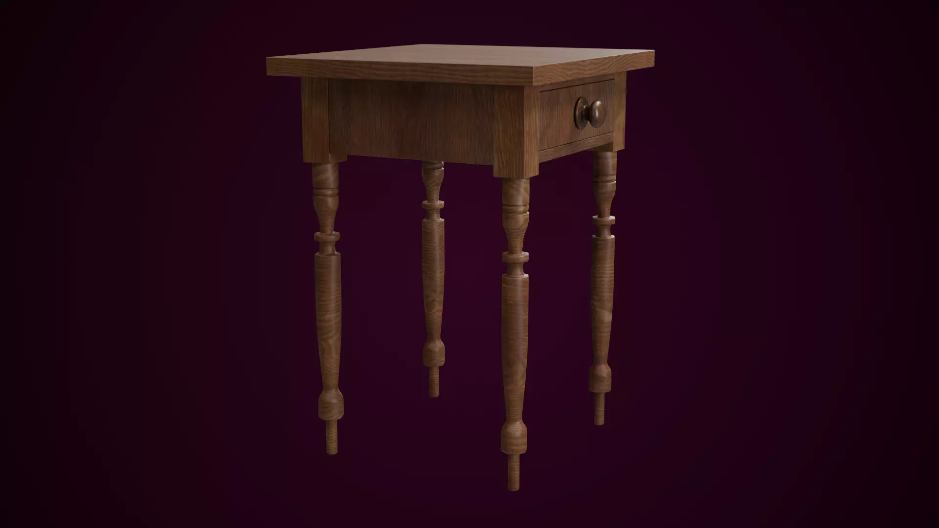 Maple Side Table Low-poly 3D model_1