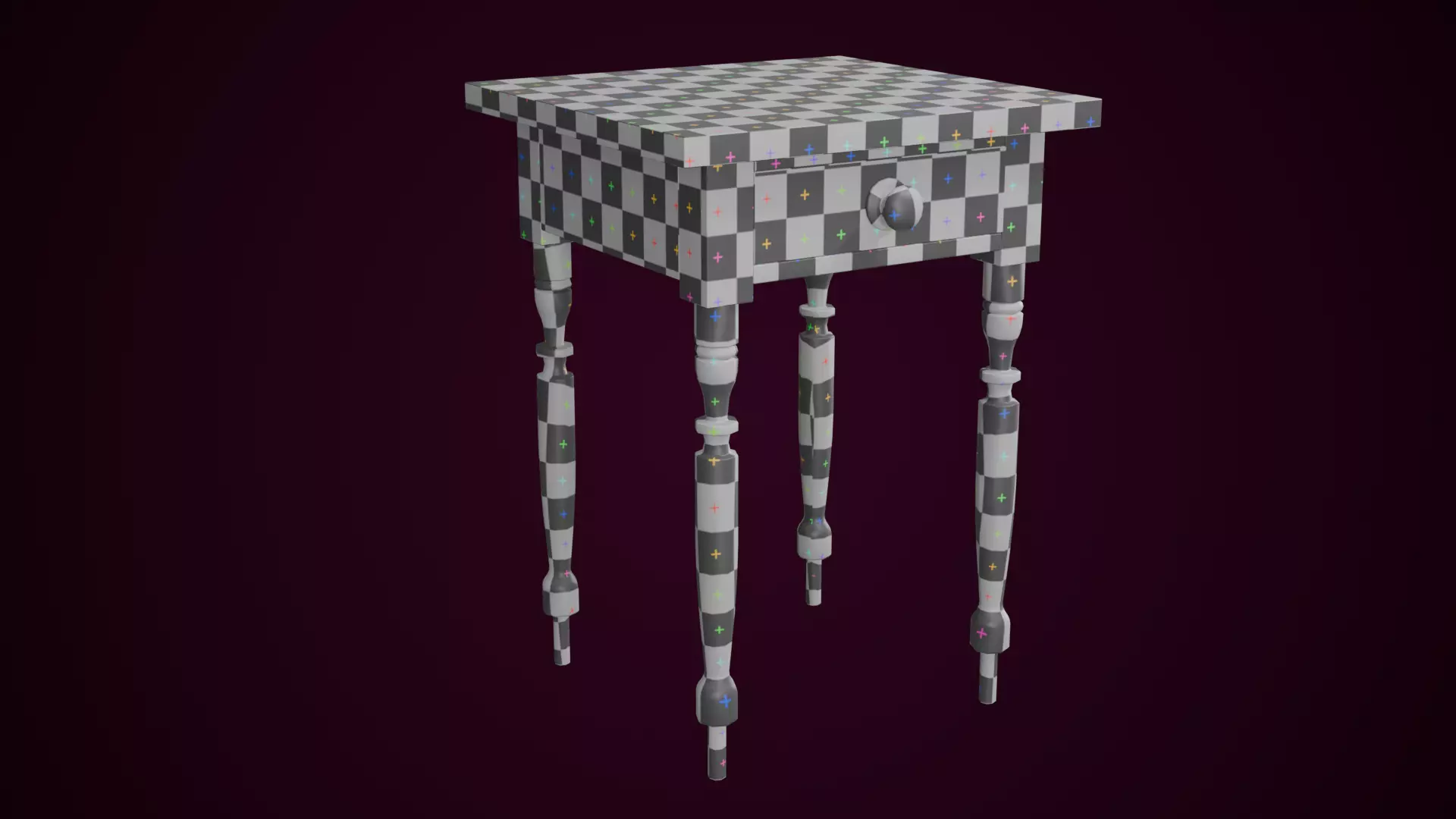 Maple Side Table Low-poly 3D model_10