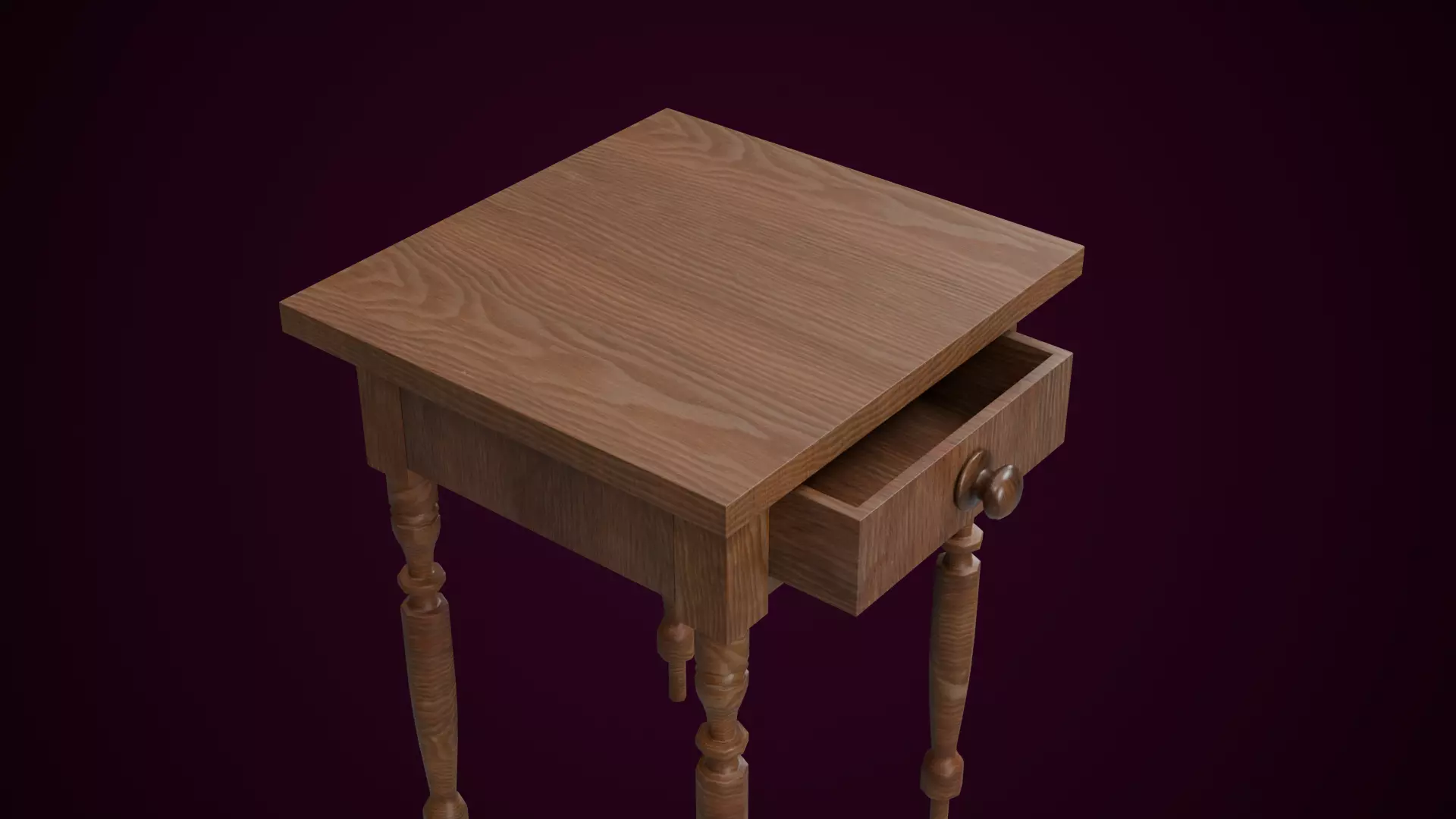 Maple Side Table Low-poly 3D model_3