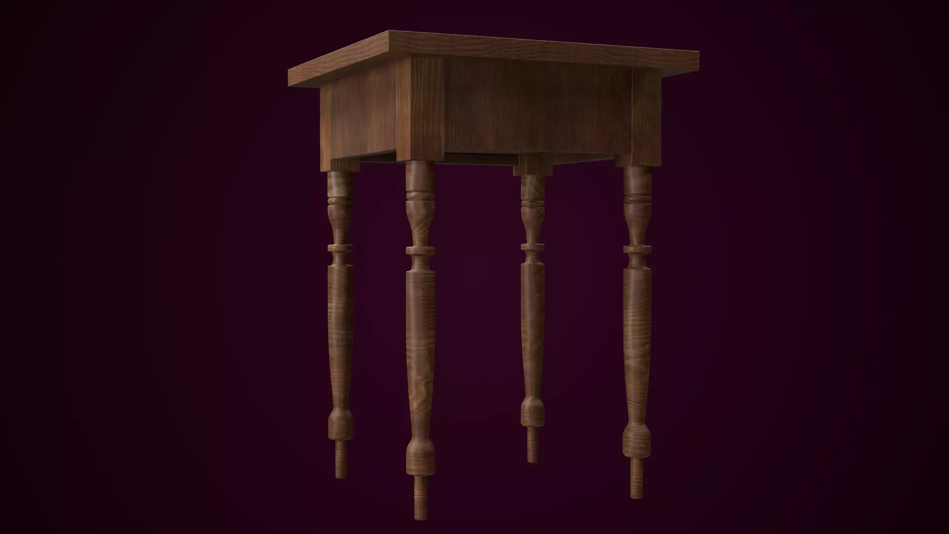 Maple Side Table Low-poly 3D model_4