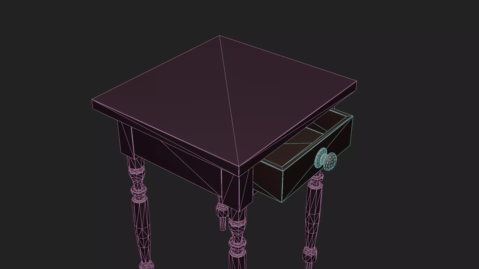 Maple Side Table Low-poly 3D model_8