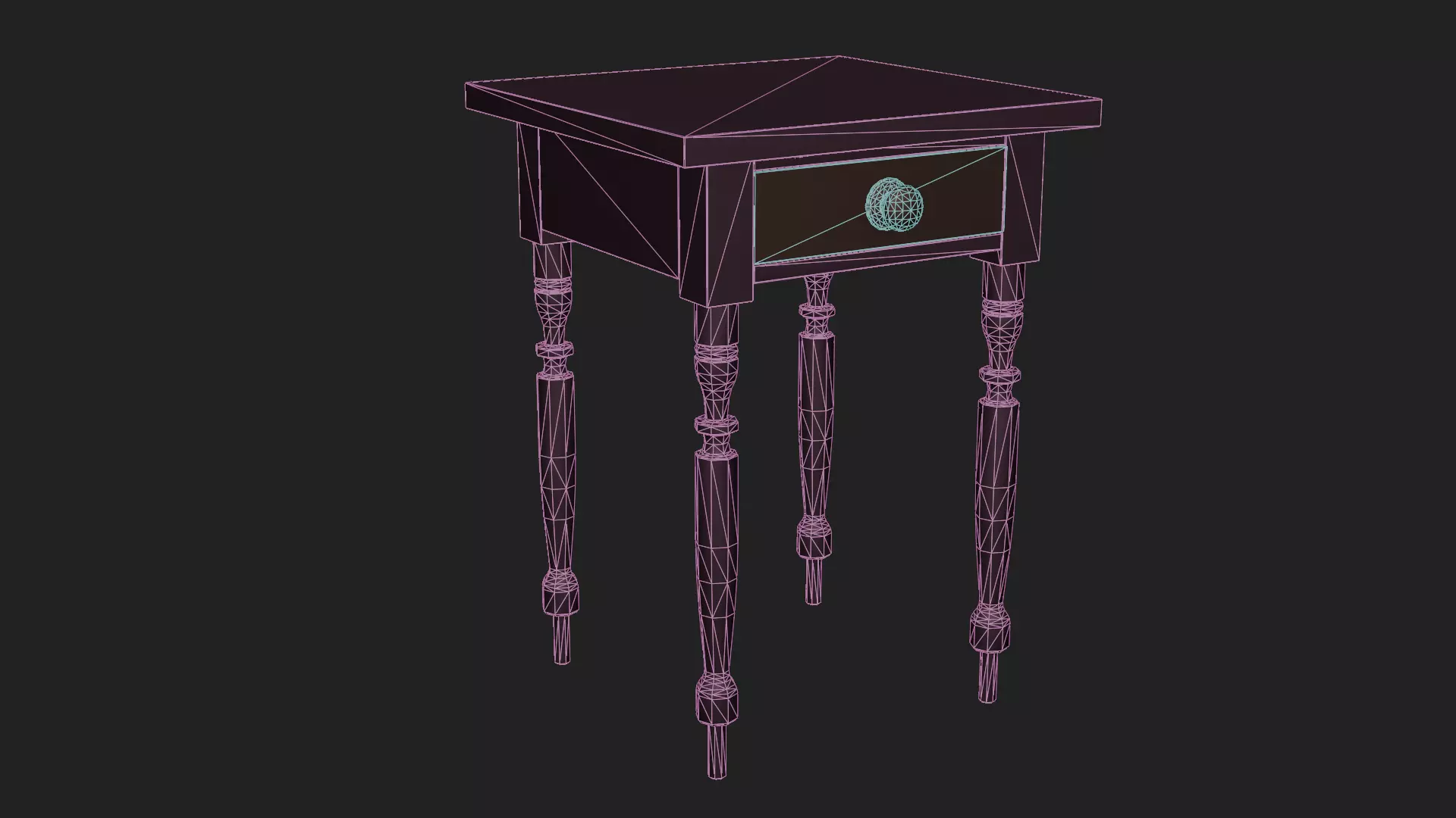 Maple Side Table Low-poly 3D model_5