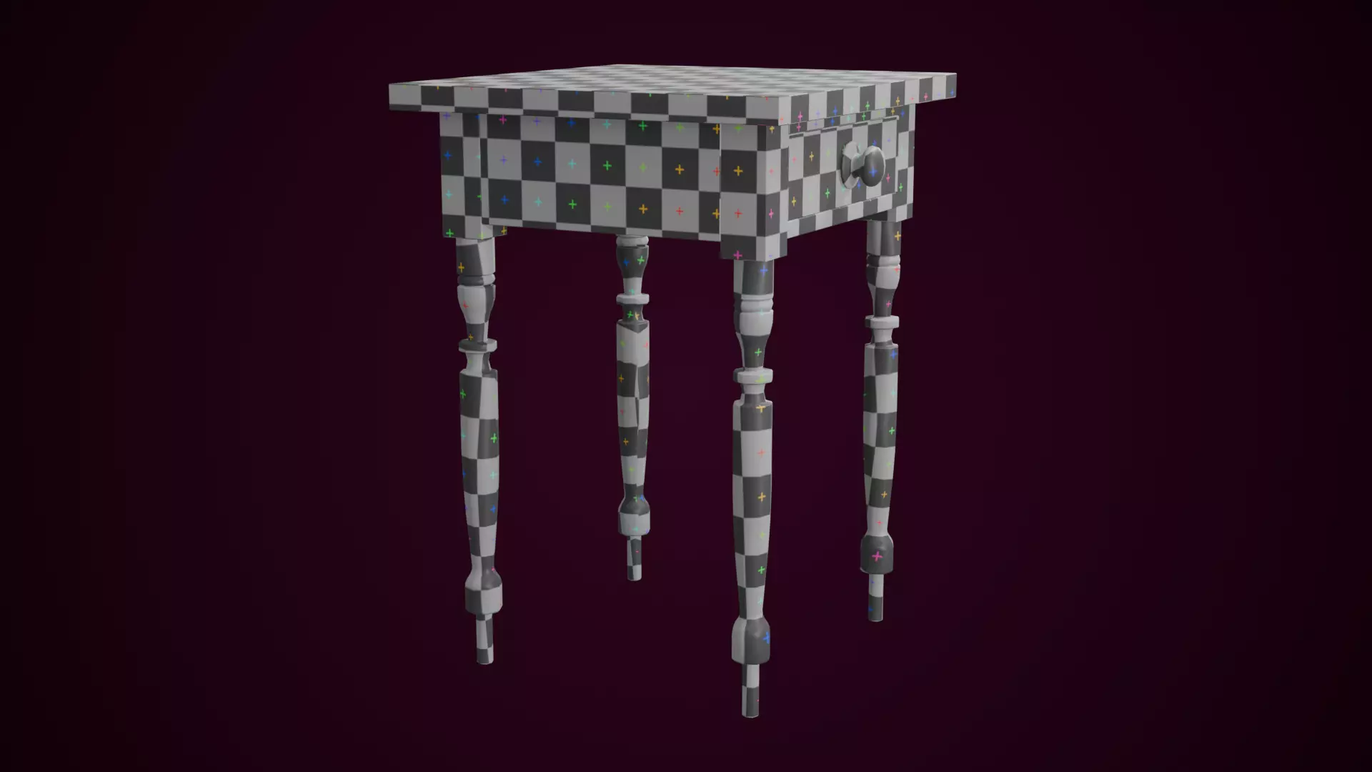 Maple Side Table Low-poly 3D model_11