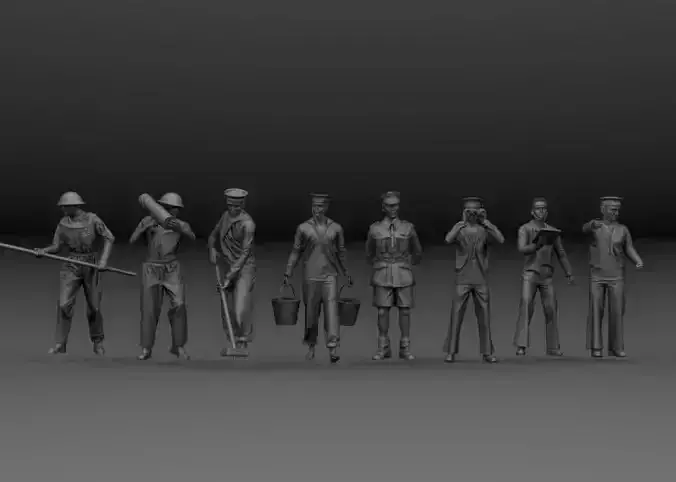 WW2 PACK 8 BRITISH SAILOR ROYAL NAVY DECK 3D print model