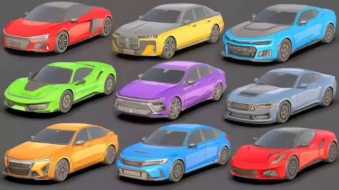 Sedan Low Poly Cars Pack 