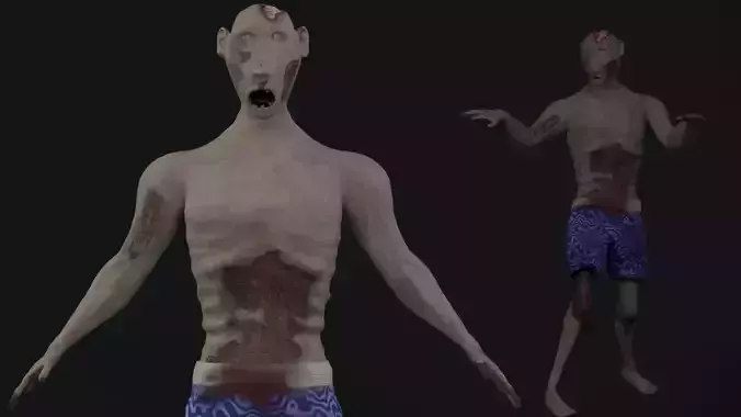 Realistic Zombie Game Ready And Animated 3D Model Low-poly 3D model