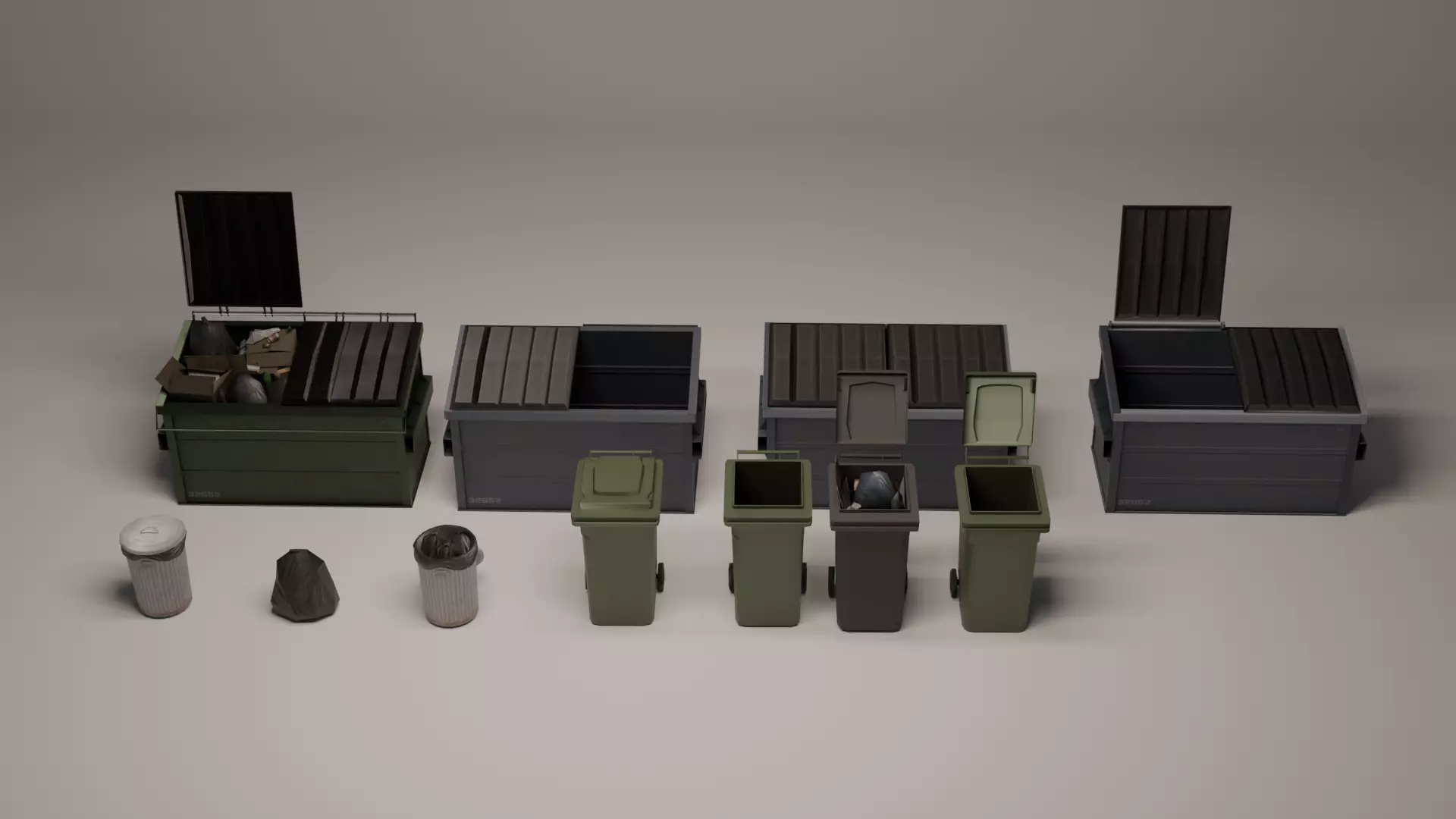 Gabge Can KIt Low-poly 3D model_0