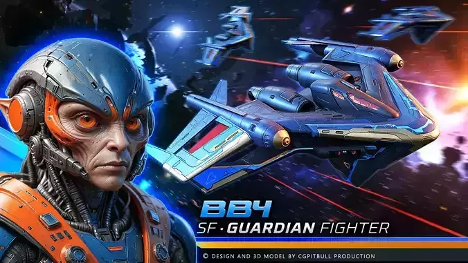 BB4 - GUARDIAN Fighter Low-poly 3D model BB4 - GUARDIAN Fighter Low-poly 3D model