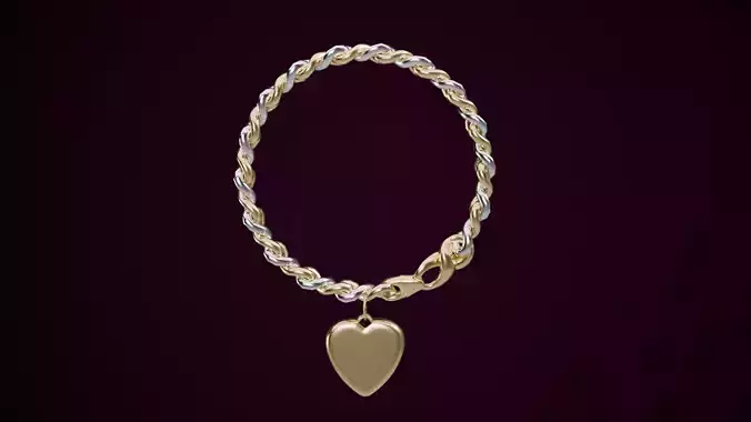 Gold Heart Tag Chain Link Bracelet