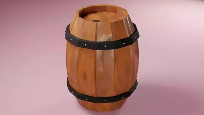 Stylized Wooden Barrel low poly