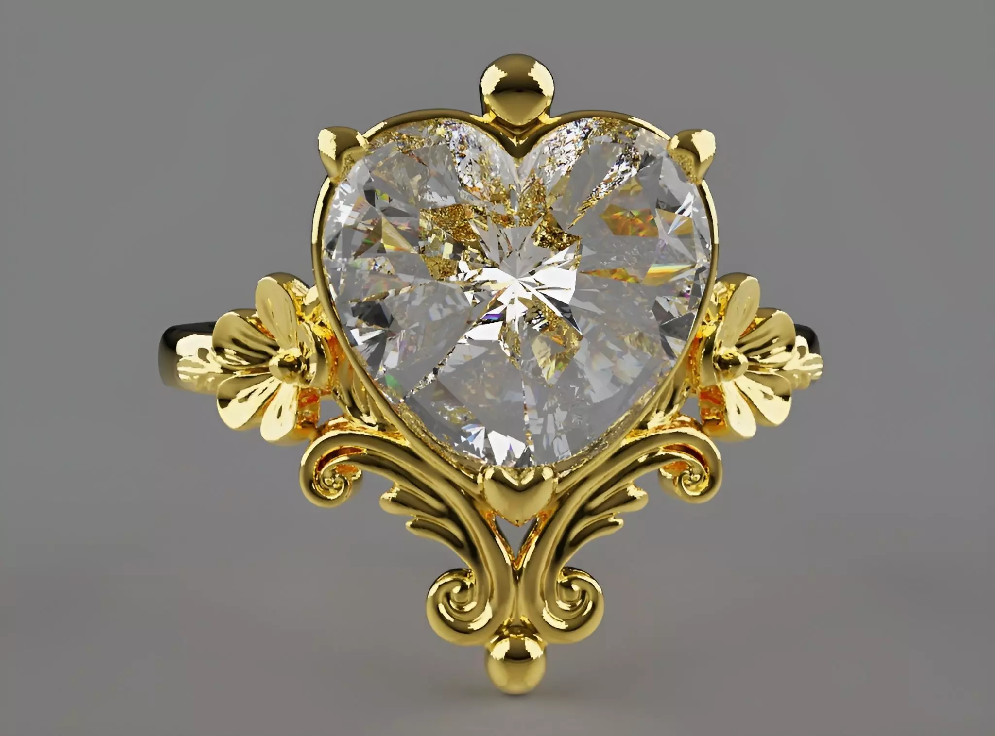 heart fashion ring 3D print model_5