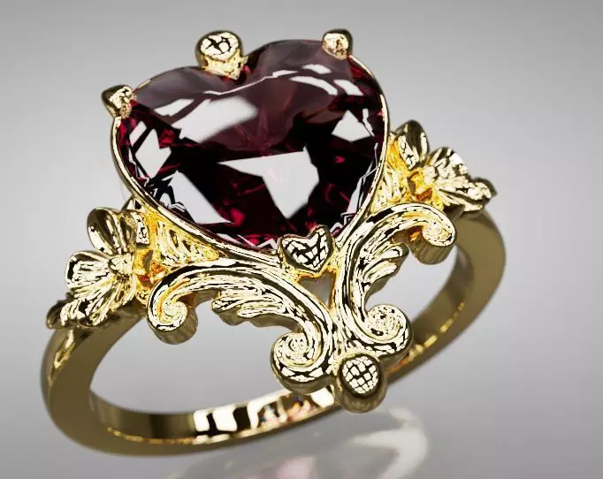 heart fashion ring 3D print model_0