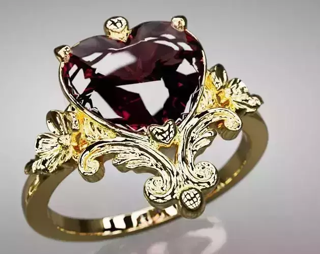 heart fashion ring 3D print model