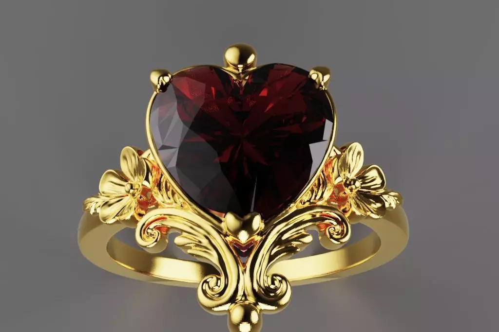 heart fashion ring 3D print model_1