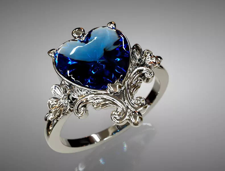 heart fashion ring 3D print model_2