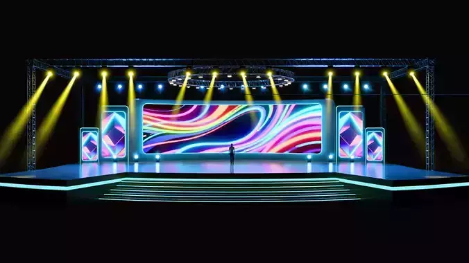 Modern Event Stage 3D Model Perfect for  Virtual Productions