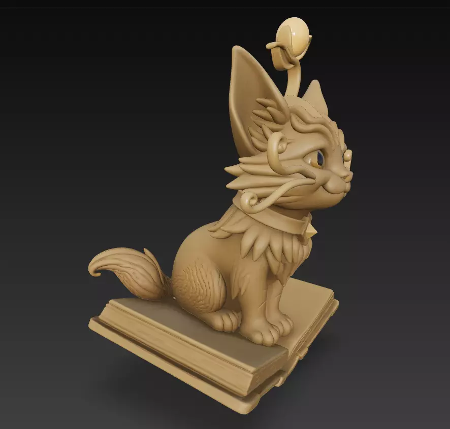 Magical Cat on Spellbook - Fantasy Creature 3D Model 3D print model_7