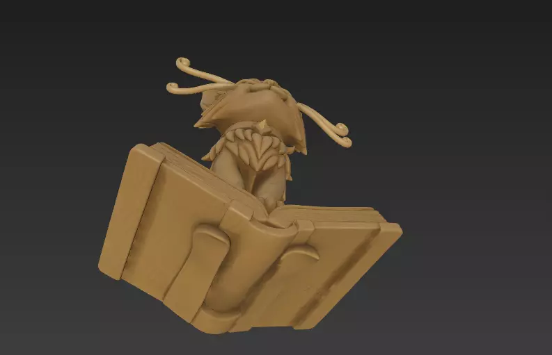 Magical Cat on Spellbook - Fantasy Creature 3D Model 3D print model_3