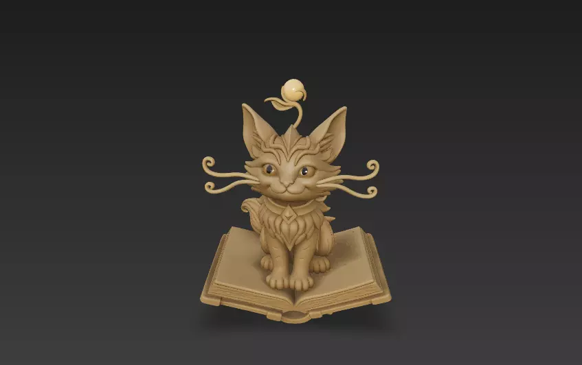 Magical Cat on Spellbook - Fantasy Creature 3D Model 3D print model_6