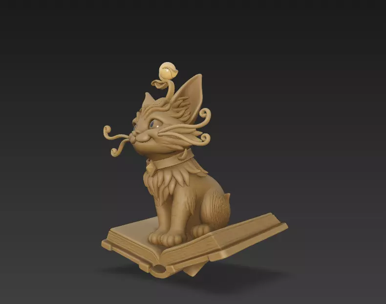 Magical Cat on Spellbook - Fantasy Creature 3D Model 3D print model_2