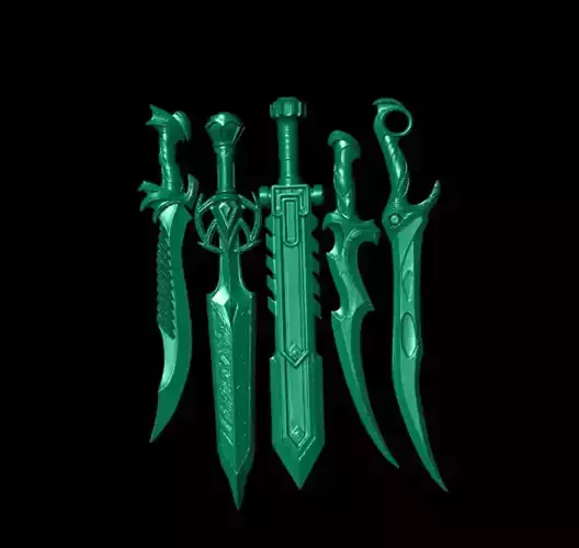 Free Fantasy Sword Pack - 5 Stylized Game - Print Ready Free 3D print model