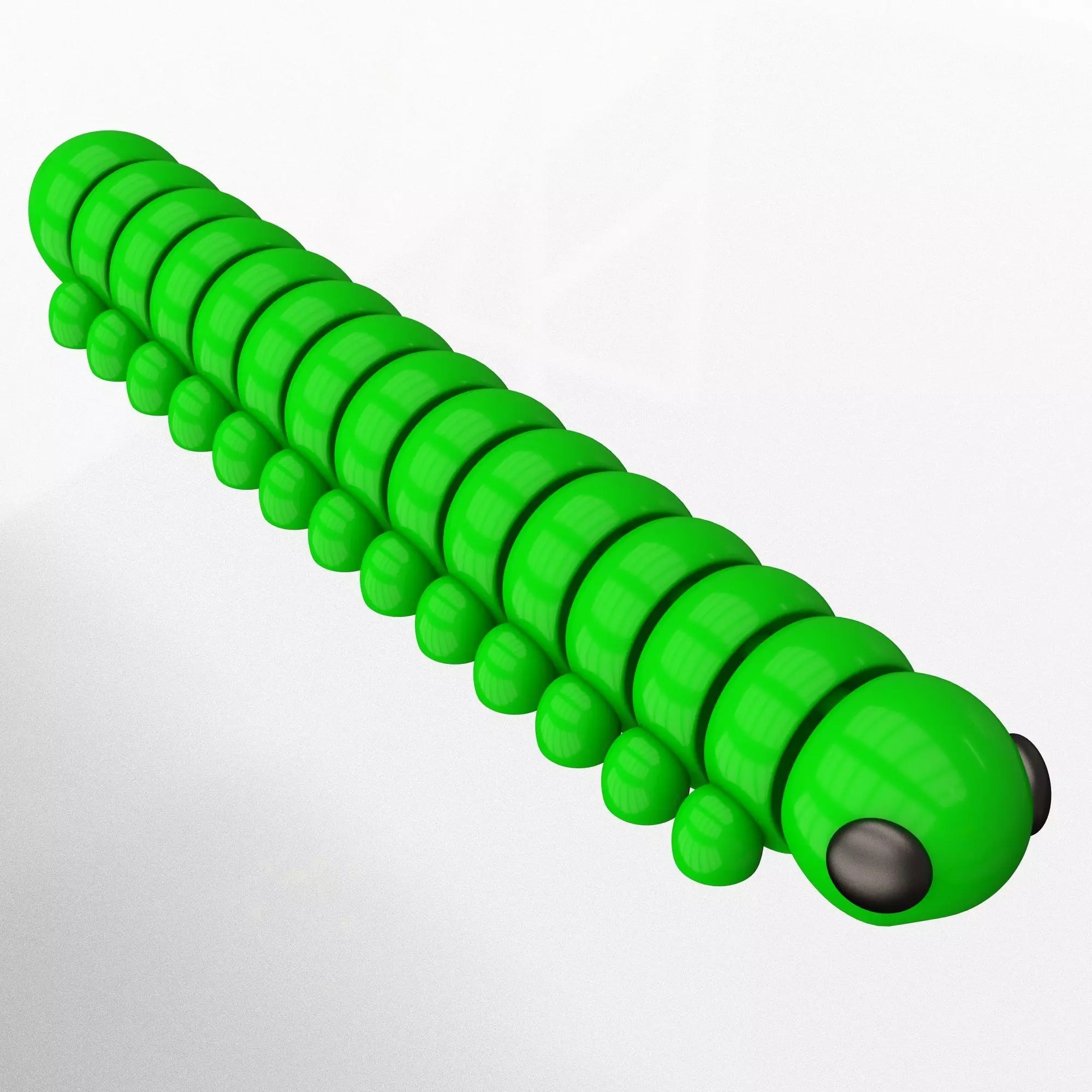 Caterpillar Long Cute Articulated Print-in-place 3MF included Free low-poly 3D model_0