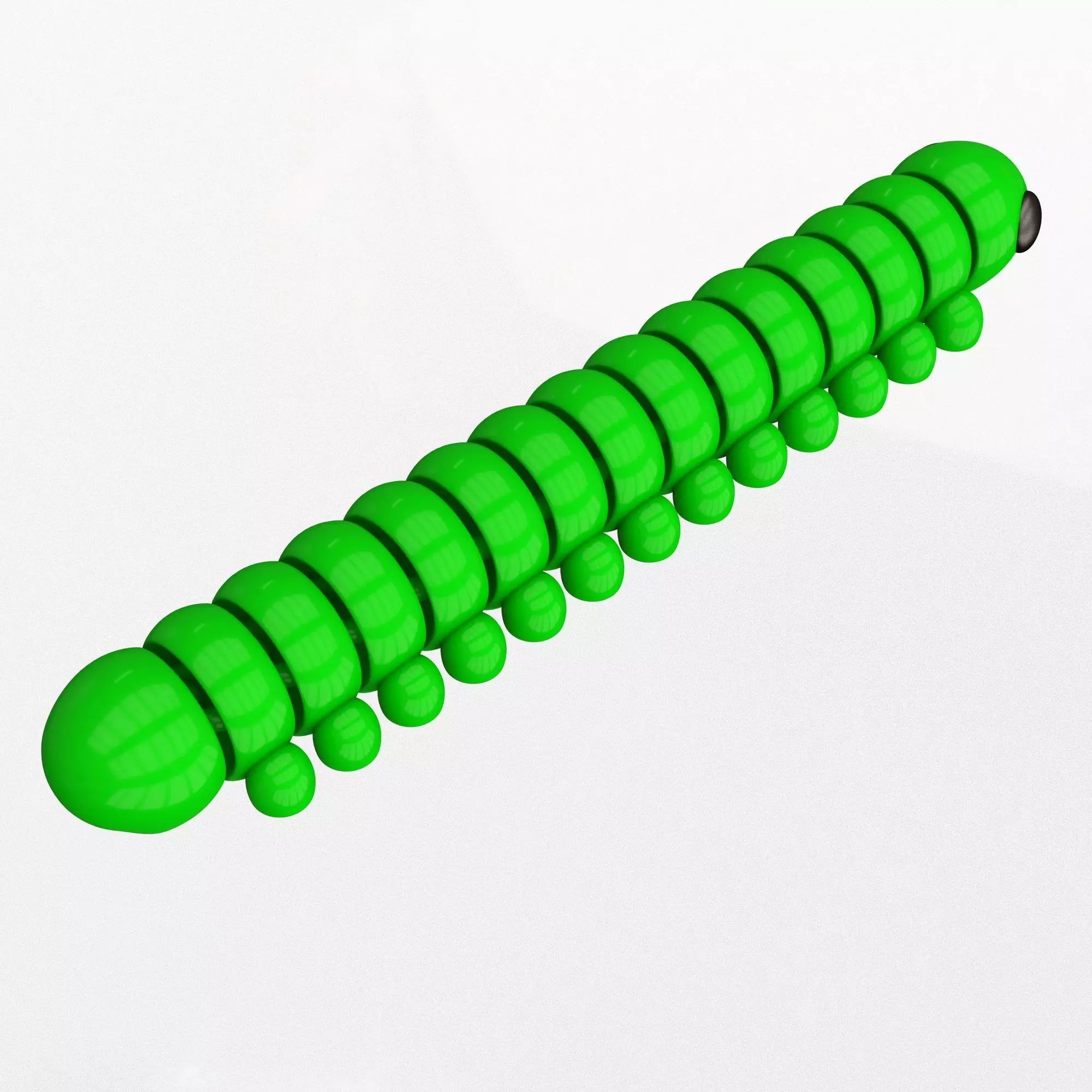 Caterpillar Long Cute Articulated Print-in-place 3MF included Free low-poly 3D model_5