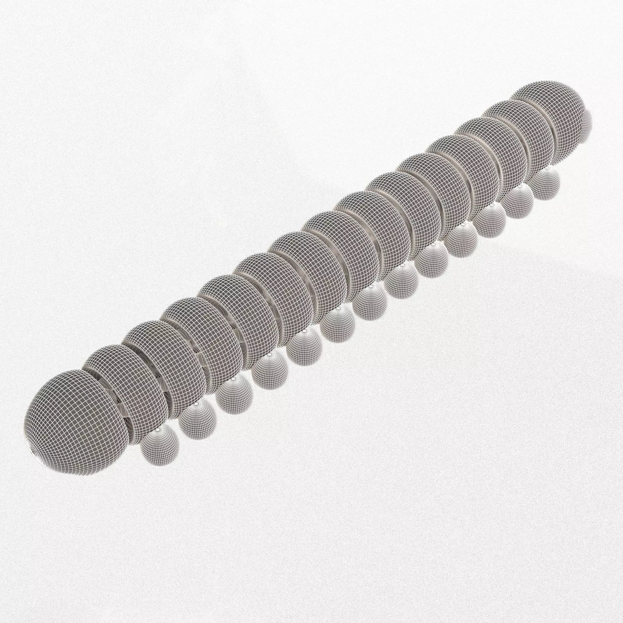 Caterpillar Long Cute Articulated Print-in-place 3MF included Free low-poly 3D model_9