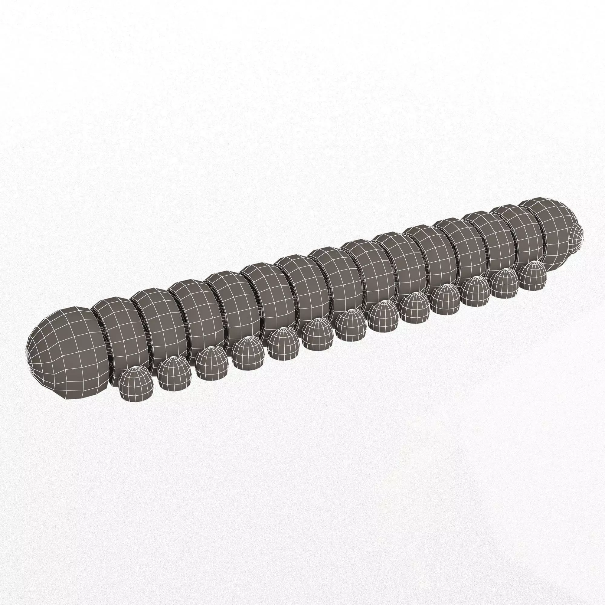 Caterpillar Long Cute Articulated Print-in-place 3MF included Free low-poly 3D model_13