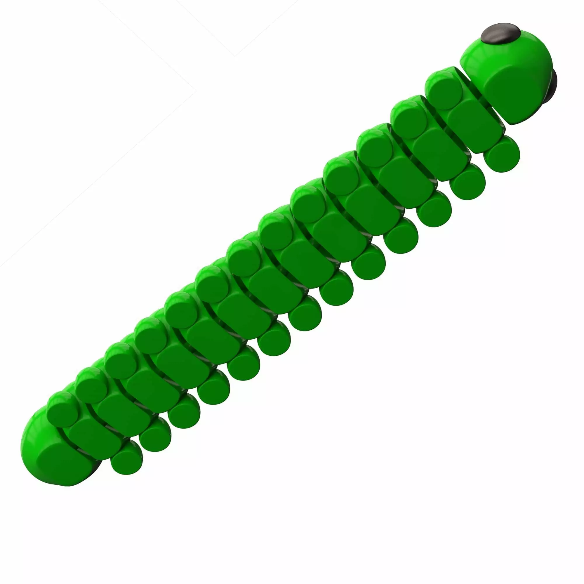 Caterpillar Long Cute Articulated Print-in-place 3MF included Free low-poly 3D model_1