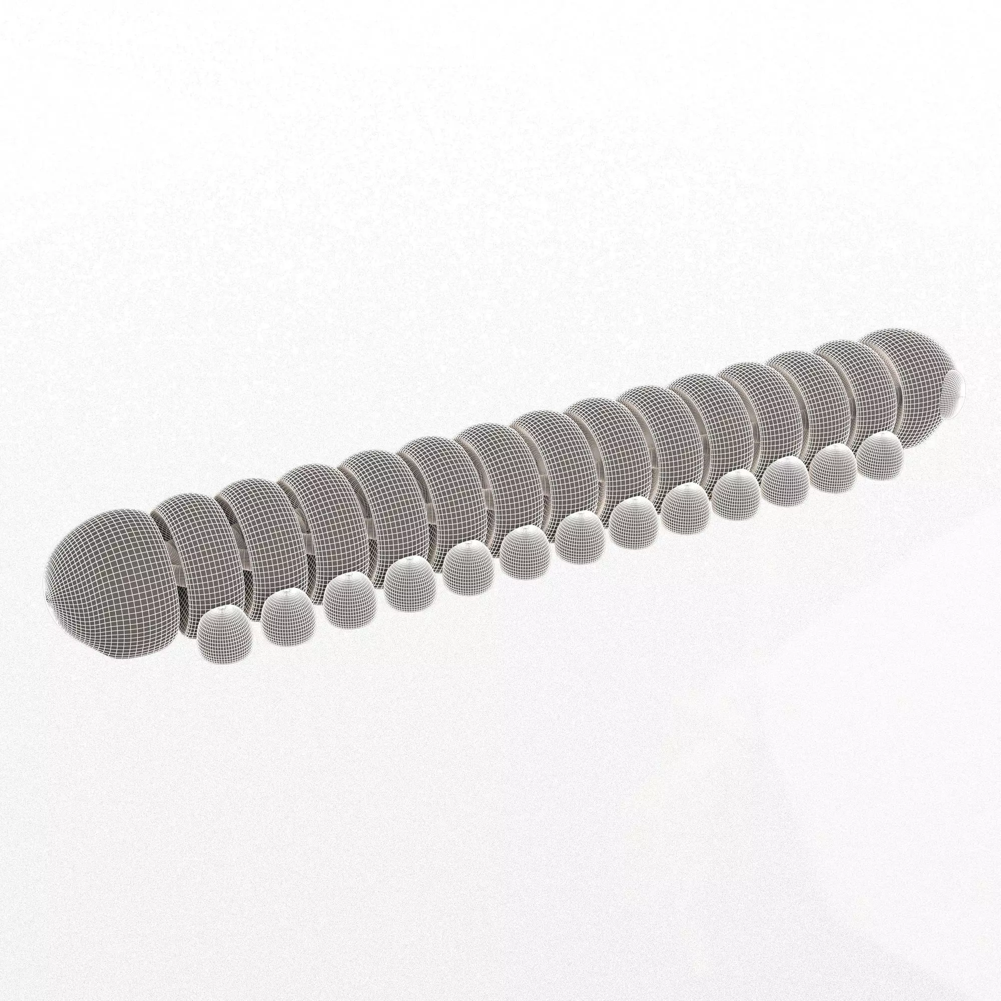 Caterpillar Long Cute Articulated Print-in-place 3MF included Free low-poly 3D model_7