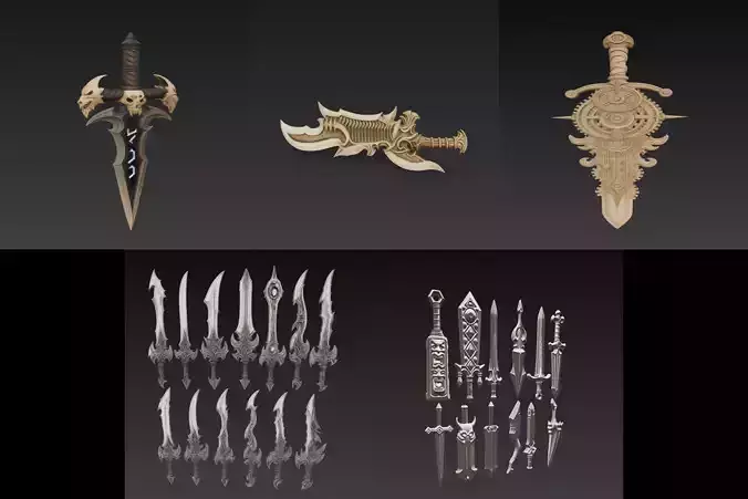 Fantasy Sword Mega Pack - Stylized - High-Detail 3D Weapons 3D model