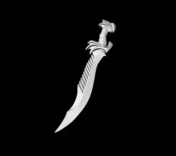 Fantasy Curved Sword - Free 3D Model Free 3D print model