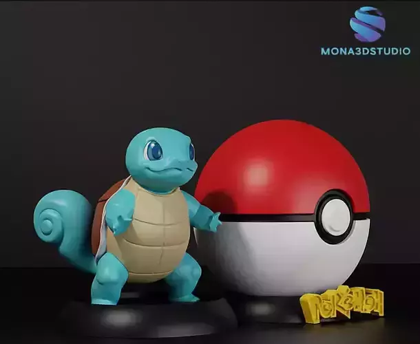 Squirtle and Pokeball Print Model STL - Multi-Part  Set
