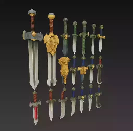 Fantasy Curved Sword  Premium 3D Model 3D model
