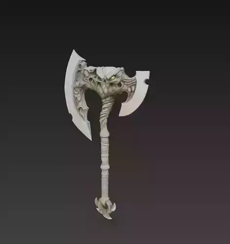 Fantasy Skull Axe - High Detail 3D Model for Games  3D print model
