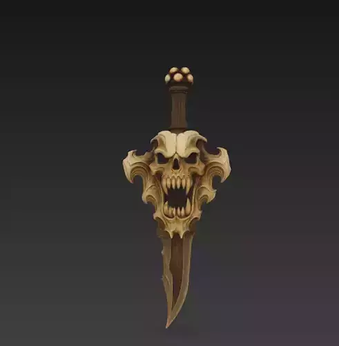Demonic Skull Dagger - Dark Fantasy Ornamental 3D Model 3D print model