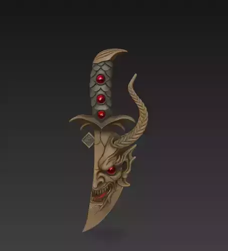 Demon Skull Dagger - Dark Fantasy 3D Model for Printing - CGI 3D print model
