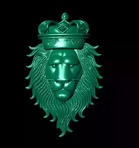 Regal Lion Head with Crown - Detailed 3D Sculpture Model 3D print model