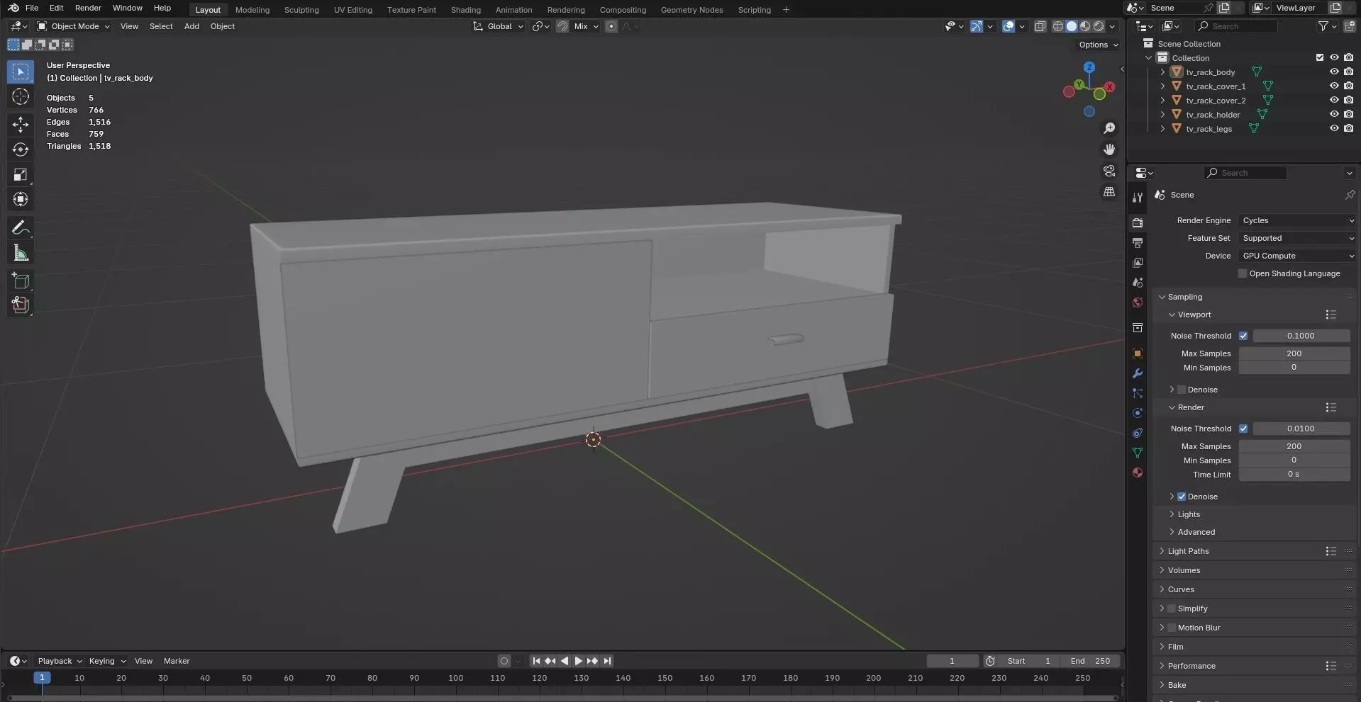 TV Rack CG43 3D model_7