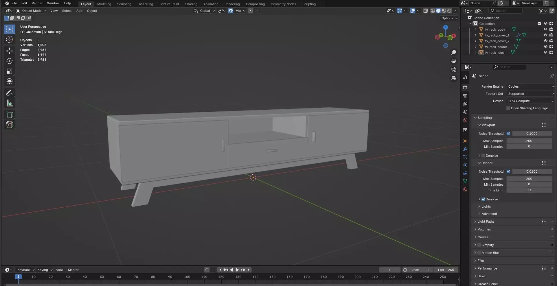TV Rack CG45 3D model_7