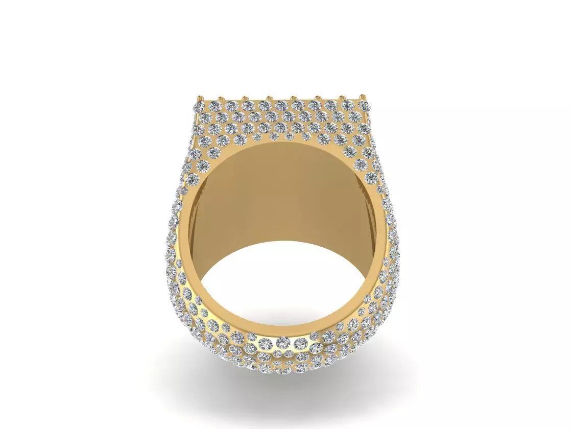 Square diamond ring 3D print model_2