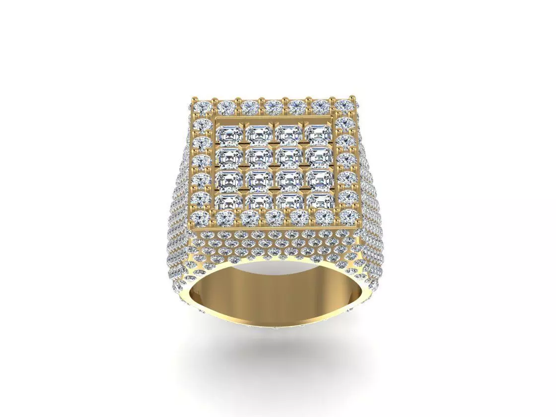 Square diamond ring 3D print model_3